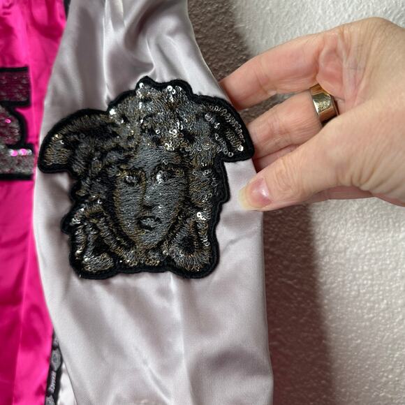 Versace Muay Thai Boxing Shorts Pink Silver Versace Medusa Patch 50 / L - Picture 3 of 16